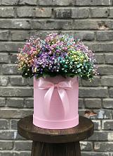 Цветочная композиция из Гипсофила и Розы в шляпной коробке #REPLACE_PRED# Пскове
