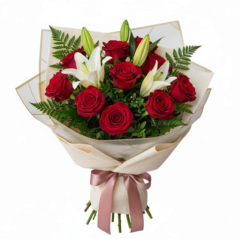 Букет цветов из: Лилии и Розы в Пскове