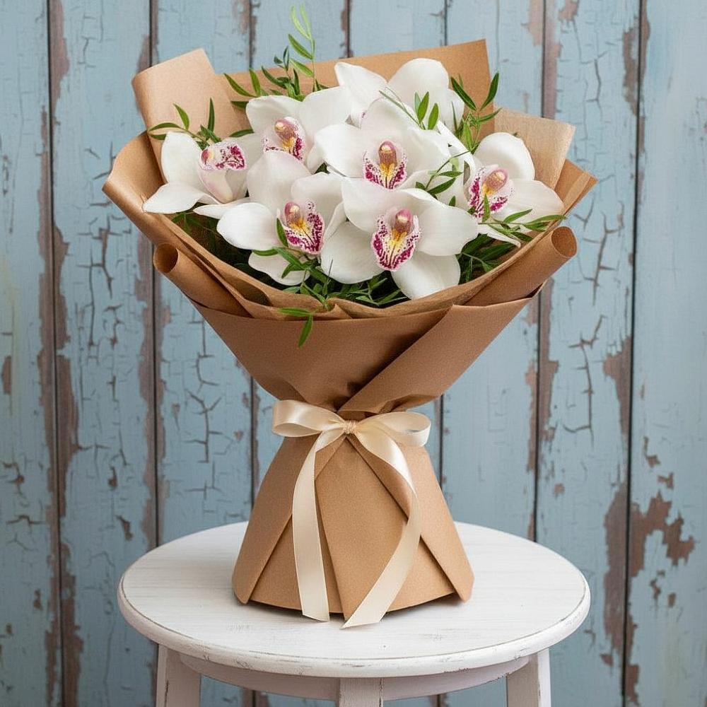 Букет цветов из: Орхидеи и Розы в Пскове