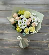 Букет цветов из:  Альстромерии, Розы и Хризантемы в Пскове